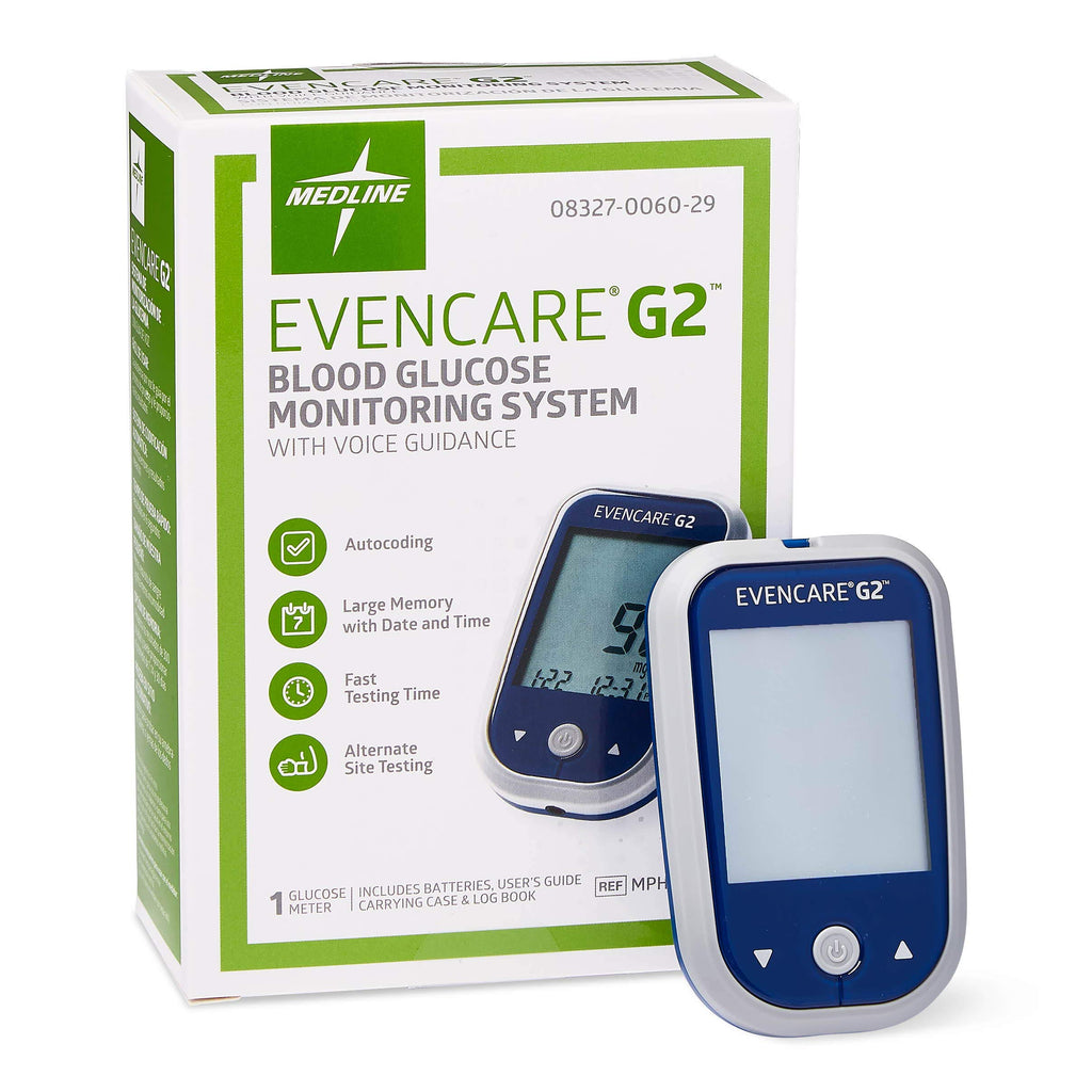Medline EvenCare G2 Blood Glucose Monitoring Meter, Self-Testing Diabe ...
