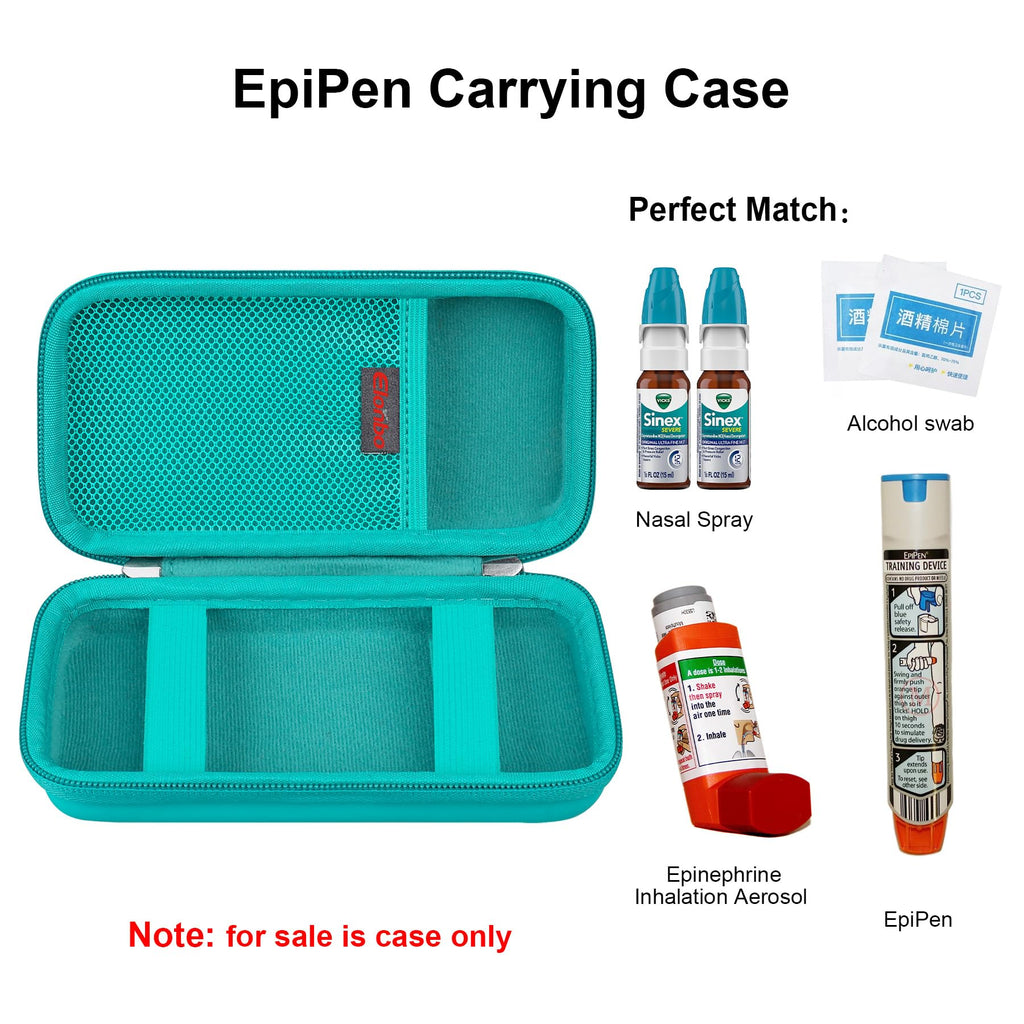 Elonbo EpiPen Carrying Case, Travel Medicine Kit for 2 Epi Pens or Auvi Q, Asthma Inhaler, Nasal Spray, Allergy Meds, Diabetic S