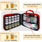 StarPlus2 Large Padded Pill Bottle Organizer, Medicine Bag, Case, Carrier for Medications, Vitamins, and Medical Supplies with F