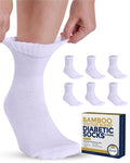 Pembrook Bamboo Viscose Diabetic Socks - 6 Pairs Ankle Socks for Women & Men, Swollen Feet & Neuropathy | Non-Binding