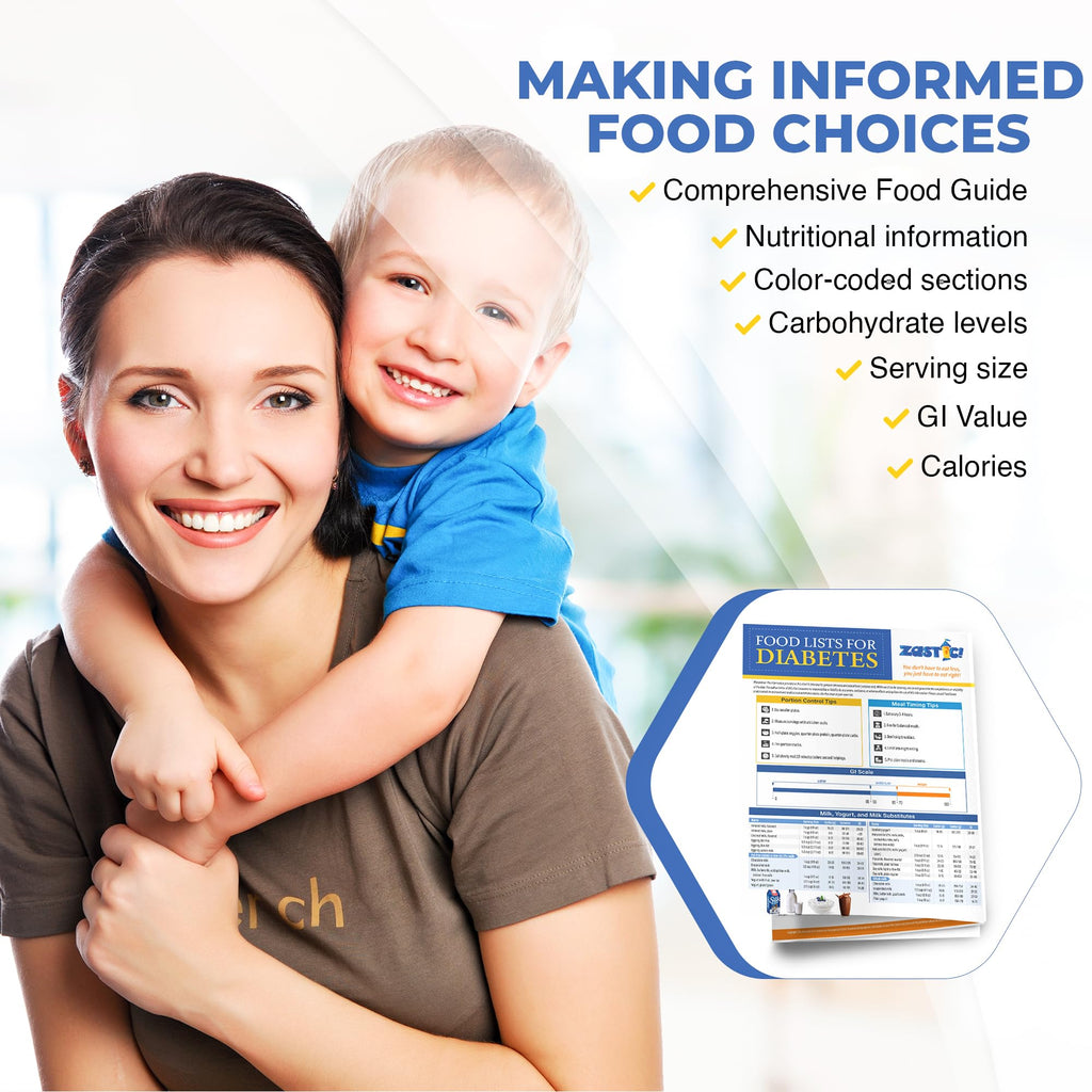 Zastic! Laminated 8.5x11 Diabetes Food Chart & Meal Planner for Diabetics - 345 Grocery Foods List - Diabetic Food List Planner