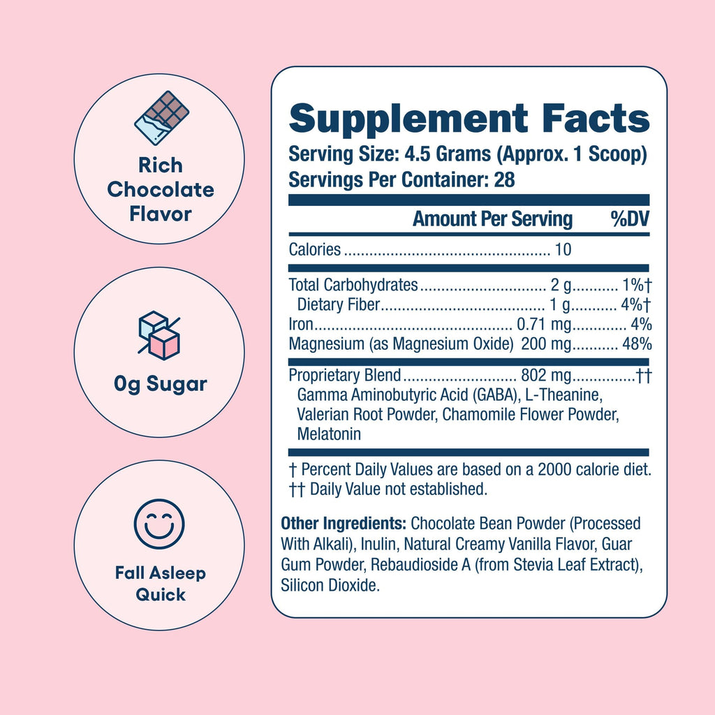 Love Sweat Fitness Sleep Boost Powder | Slumber Party Chocolate | Improves Sleep, Supports Muscle Recovery | Vegan, Gluten Free,