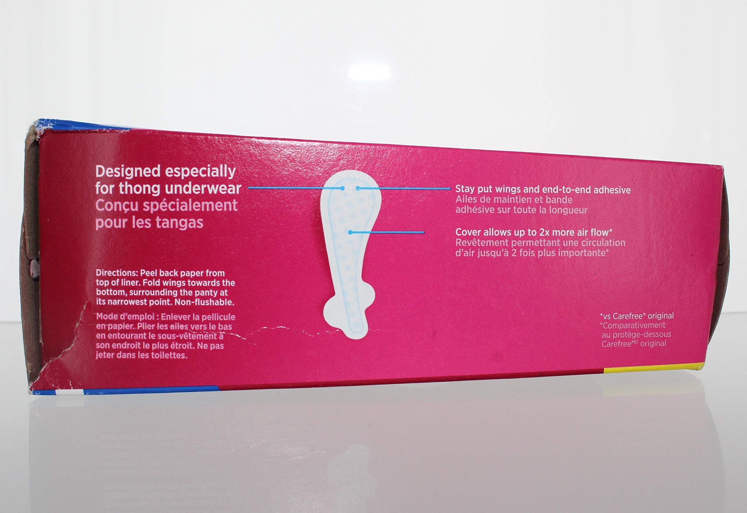 Carefree Pantiliners for Thongs with Stay Put Wings Unscented (Pack of 4)