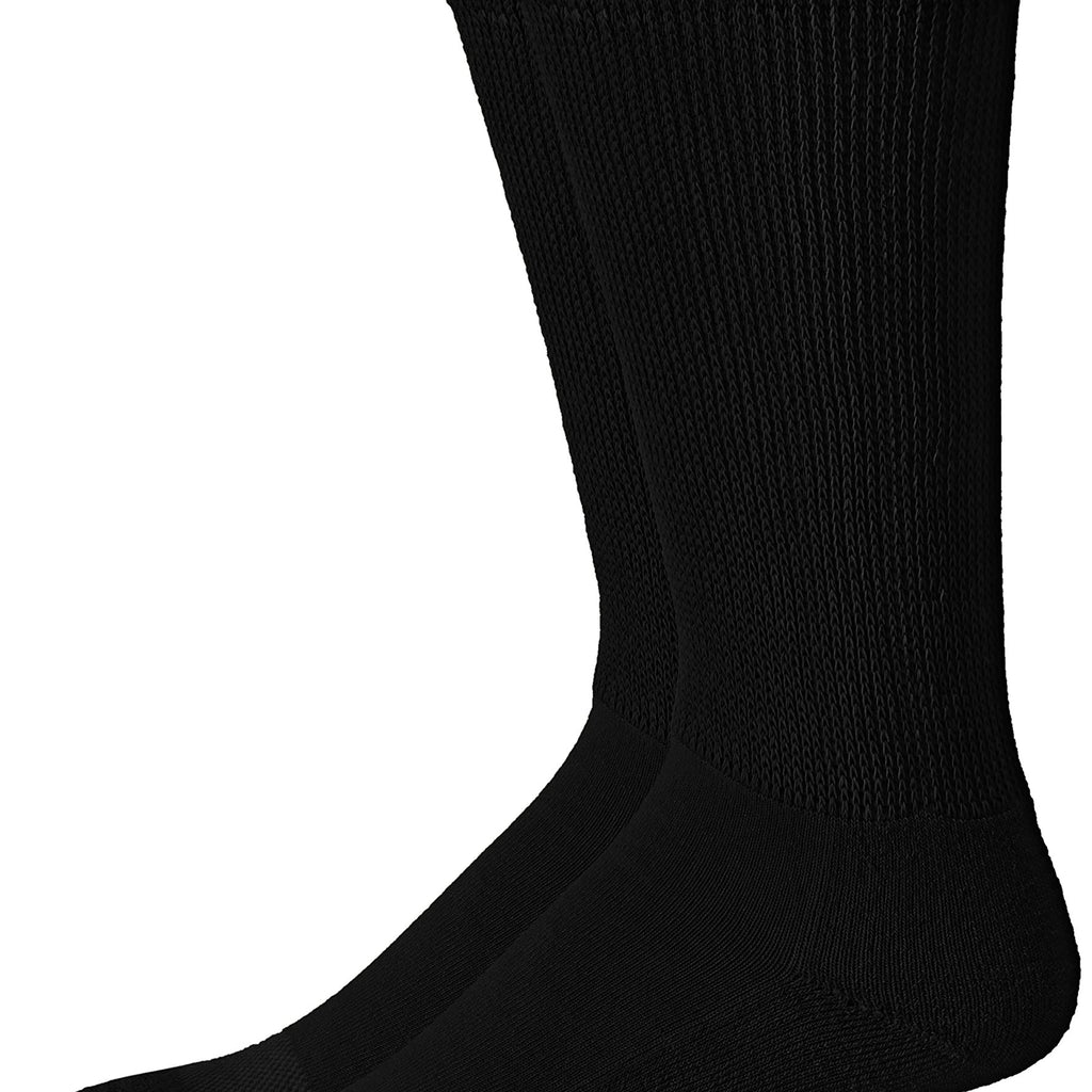 Top Flite Men's Diabetic Non-binding Cushion Ultra Dri Mid Calf 2 Pair Pack Socks, Black, Large