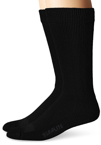 Top Flite Men's Diabetic Non-binding Cushion Ultra Dri Mid Calf 2 Pair Pack Socks, Black, Large