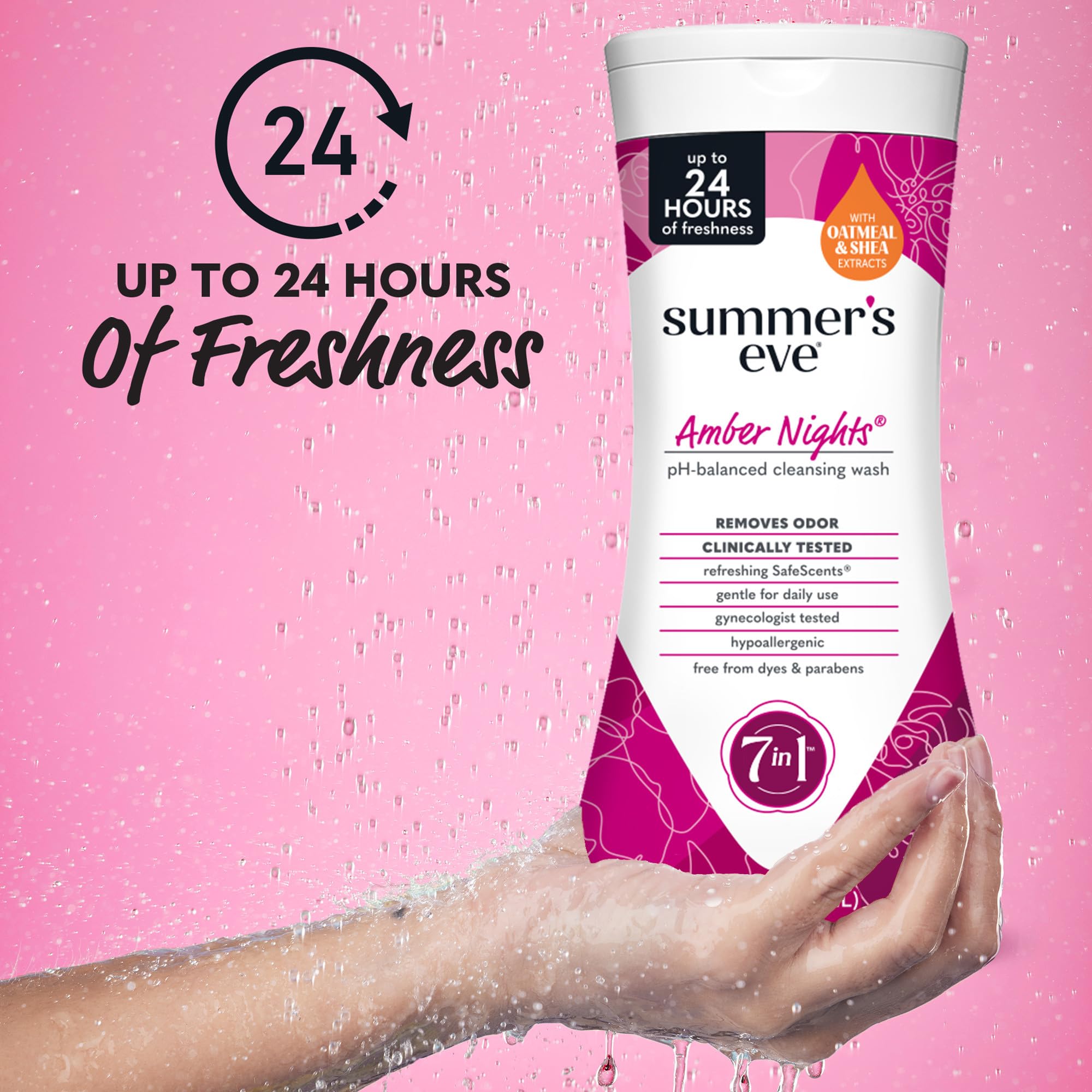 Summer's Eve Amber Nights with Oat and Shea Extracts, Daily Refreshing Feminine Wash, Removes Odor, pH balanced, 15 fl oz