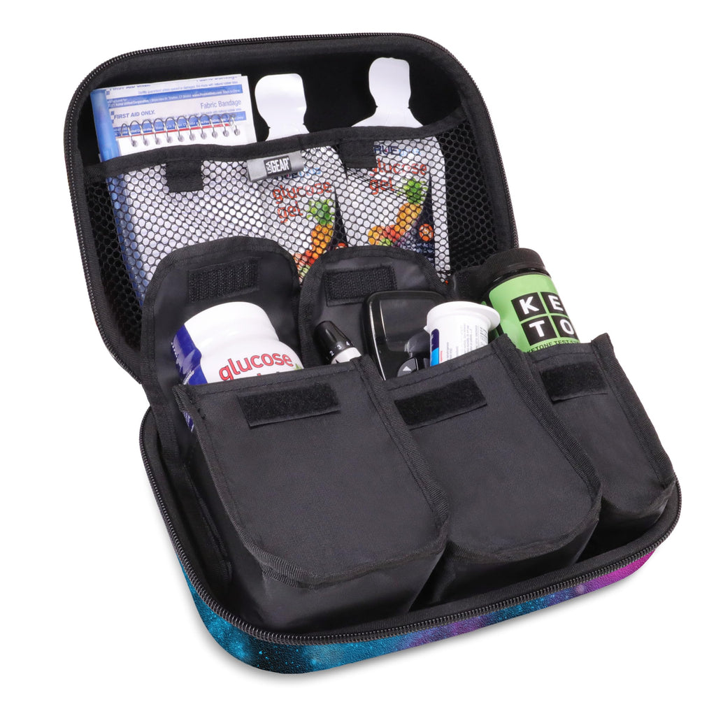 USA GEAR Diabetic Supplies Travel Case with 3 Removable Pouches, Hard Shell Protection - Diabetes Travel Case to Carry Glucose M