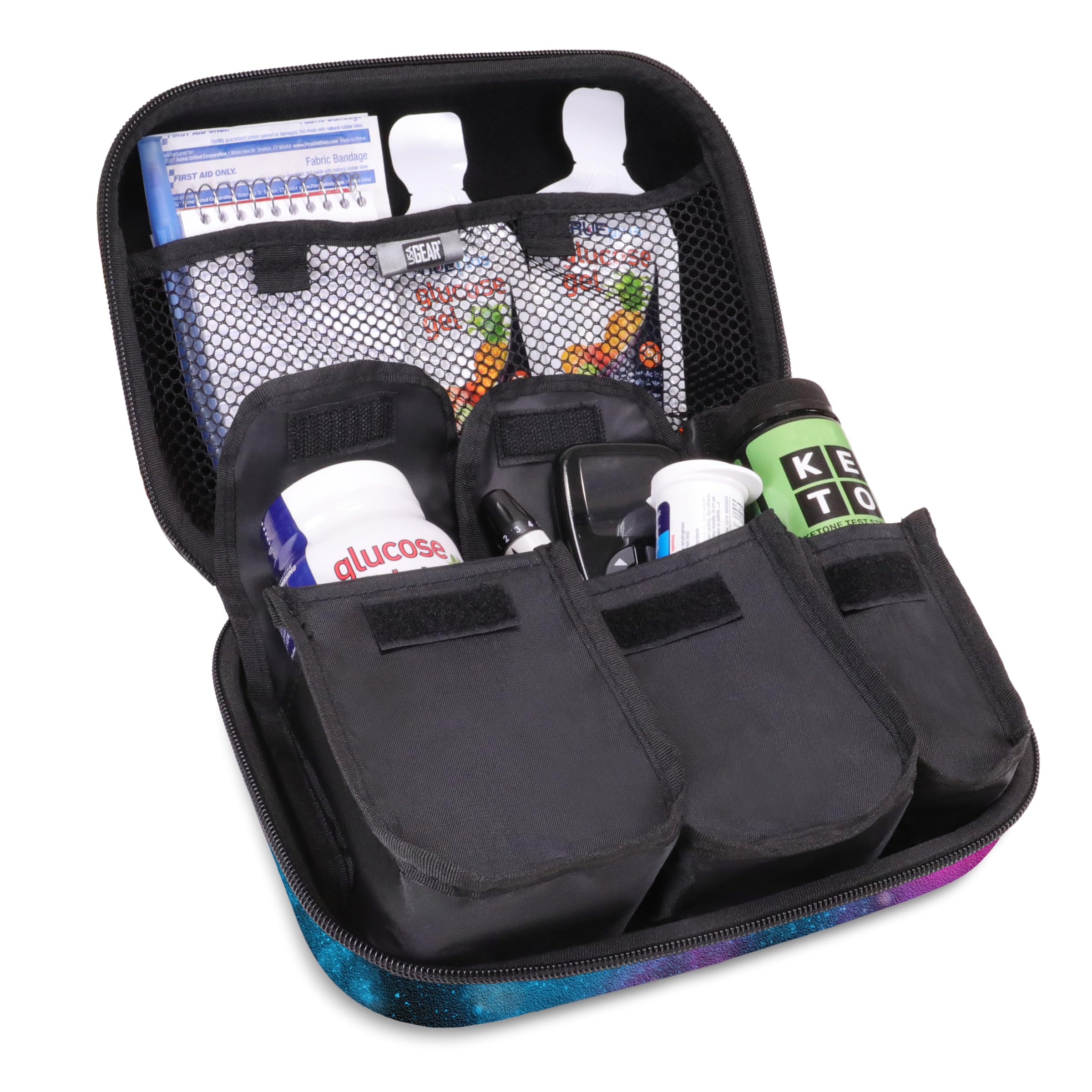 USA GEAR Diabetic Supplies Travel Case with 3 Removable Pouches, Hard Shell Protection - Diabetes Travel Case to Carry Glucose M