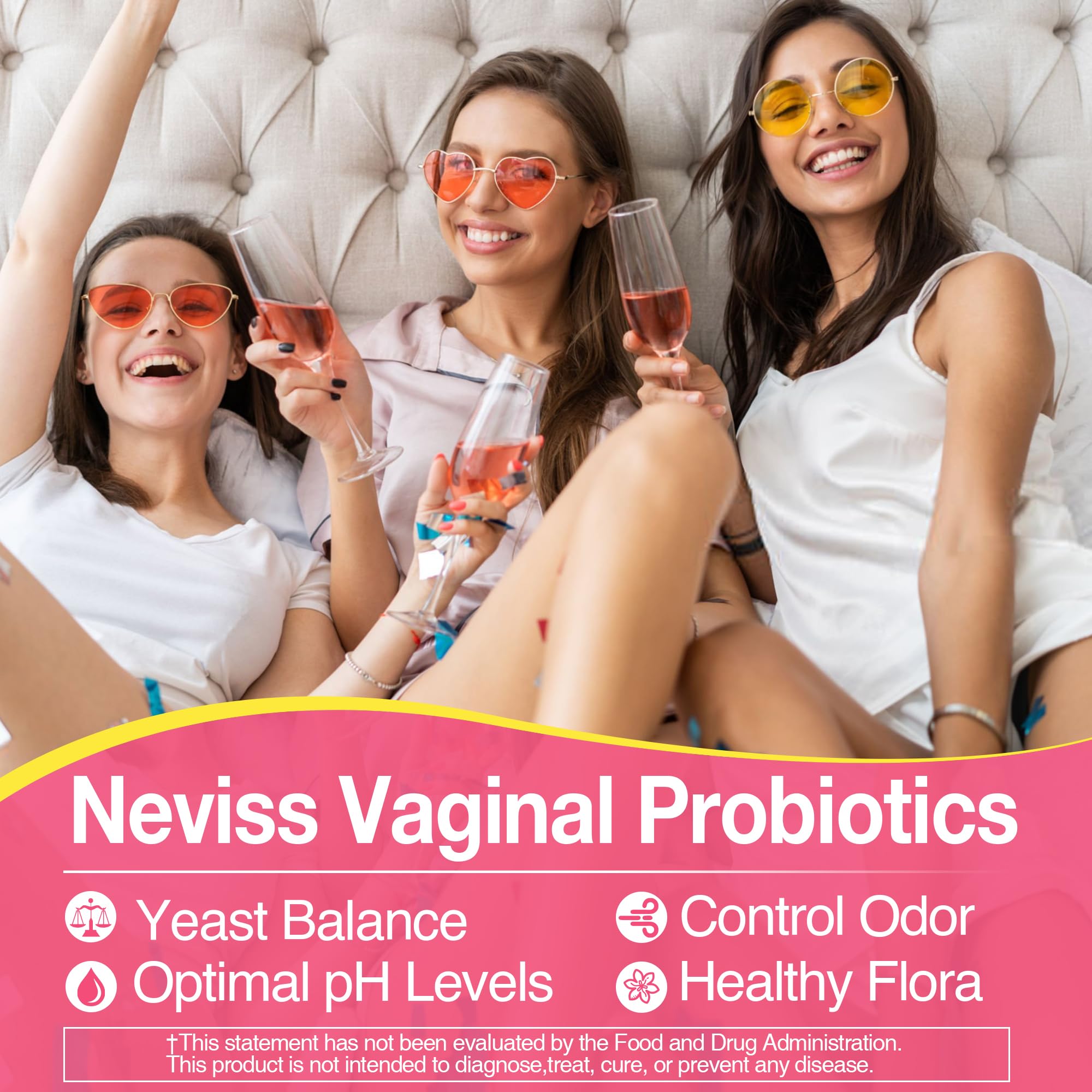 Vaginal Probiotics Gummies for Women PH Balance, Odor Control with Prebiotics, Cranberry, D-Mannose, Promotes Feminine Healthy V