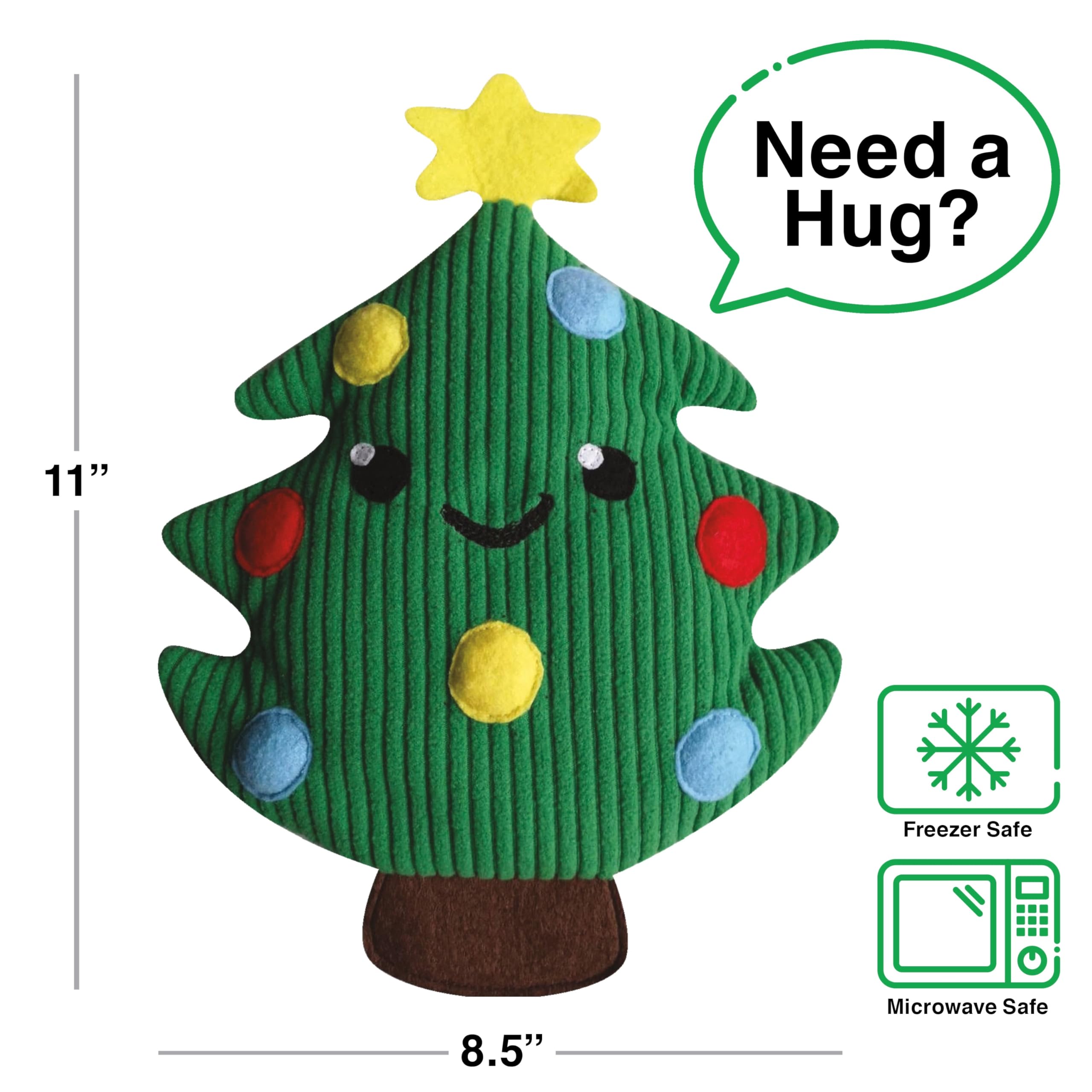GAMAGO Xmas Tree Heating Pad & Pillow Huggable - Microwavable Heat Pad for Cramps, Aches & Anxiety Relief - This Adorably Cute H