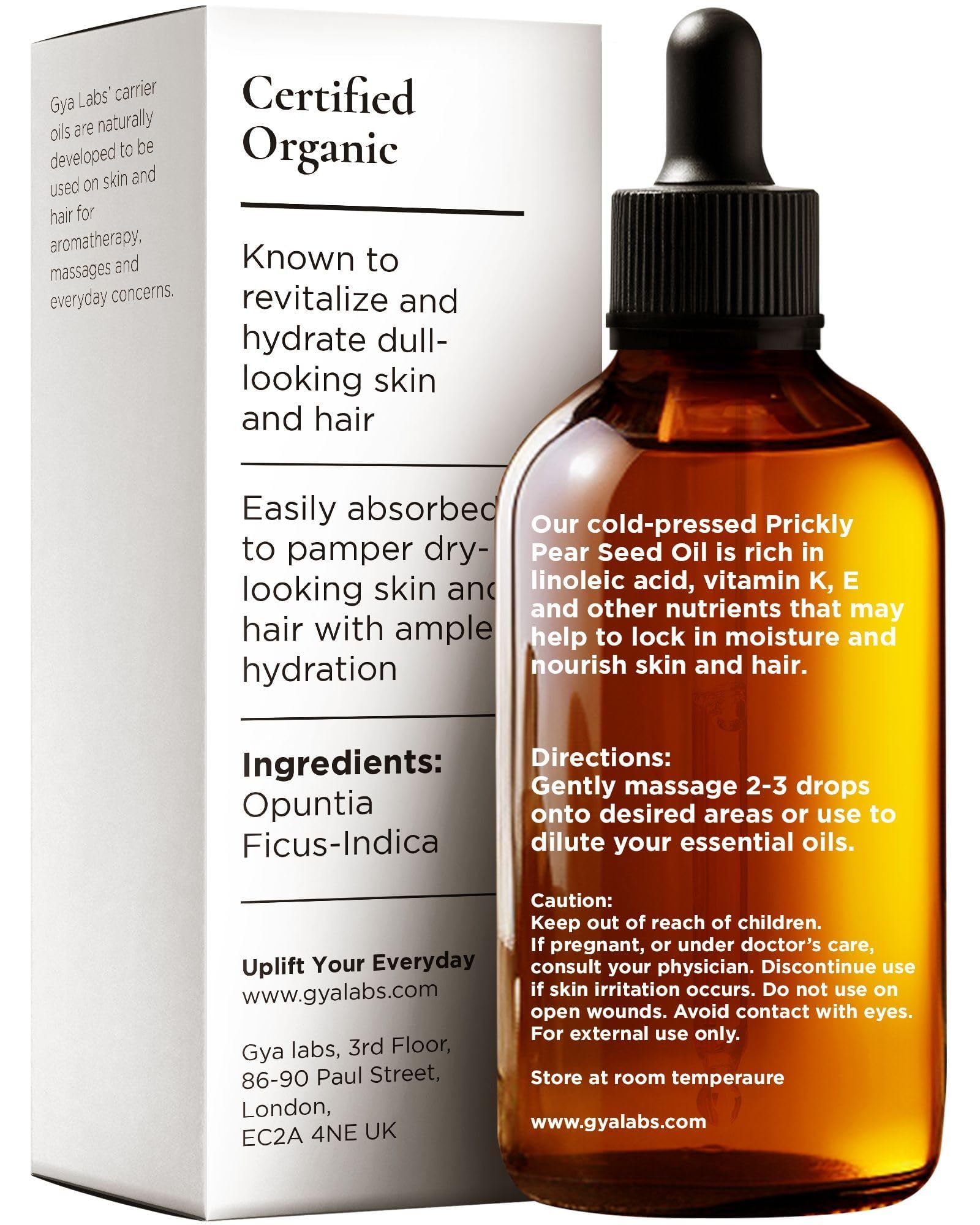 Gya Labs Organic Prickly Pear Seed Oil for Face - 100% Pure Natural Prickly Pear Carrier Oil for Skin, Hair, Nails (1 Fl Oz)