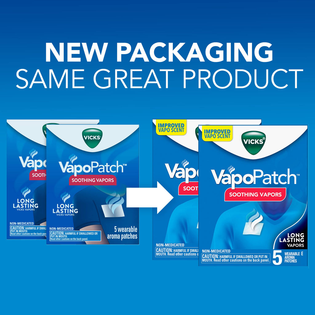 Vicks VapoPatch, Wearable Mess-Free Aroma Patch, Soothing & Comforting Non-Medicated Vicks Vapors, For Adults & Children Ages 6+