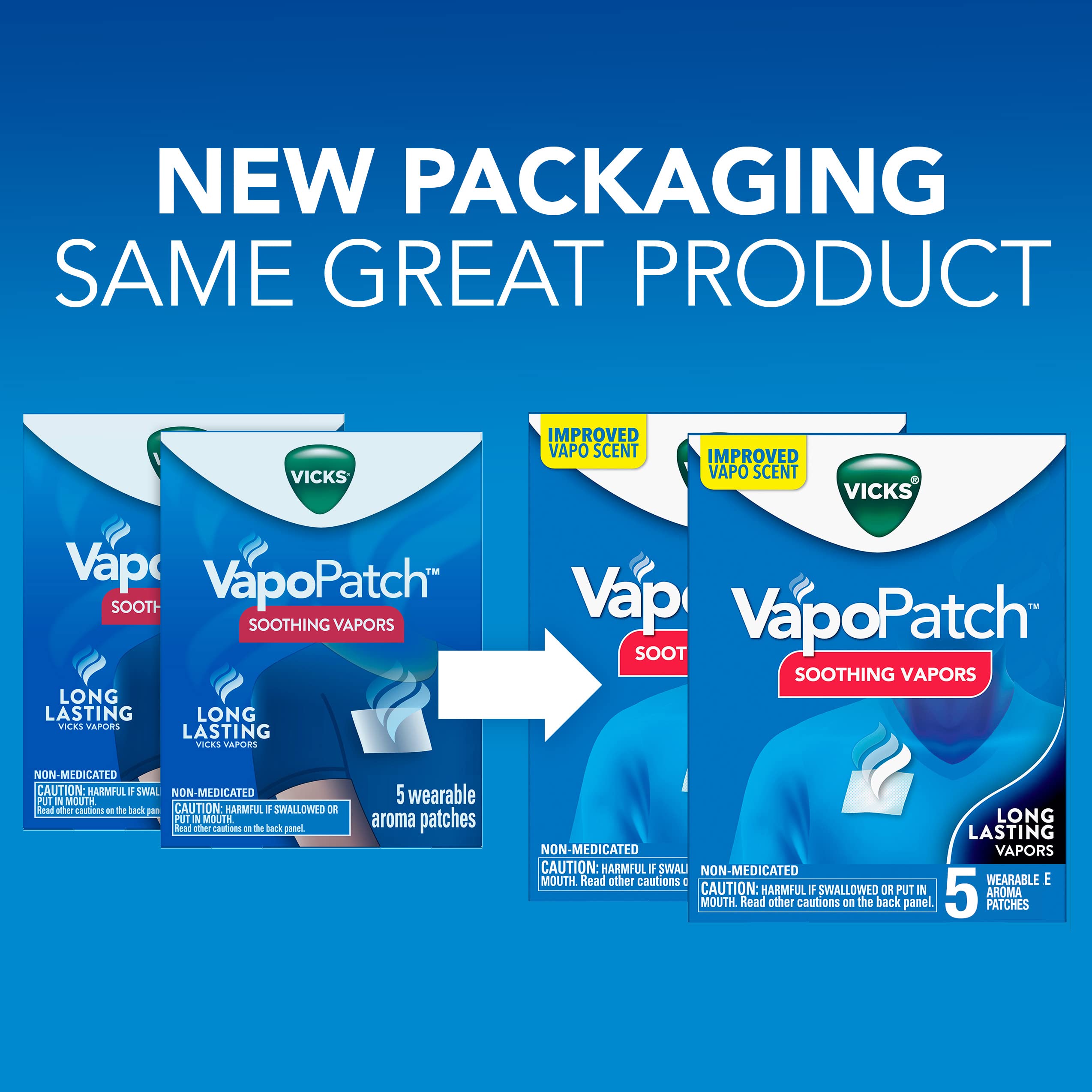 Vicks VapoPatch, Wearable Mess-Free Aroma Patch, Soothing & Comforting Non-Medicated Vicks Vapors, For Adults & Children Ages 6+