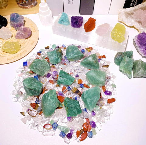QINJIEJIE Green Aventurine Raw Crystals Natural Rough Stones Bulk Large 0.8-1.2'' Rocks Reiki Gemstones Fountain Rocks for Tumbl