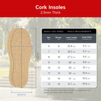 The Felt Store Cork Insoles for Men and Women - 2.5mm Thick, 2 Pair