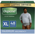 Depend FIT-FLEX Incontinence Underwear for Men, Maximum Absorbency, Disposable, Extra-Large, Grey, 48 Count (2 Packs of 24) (Pac