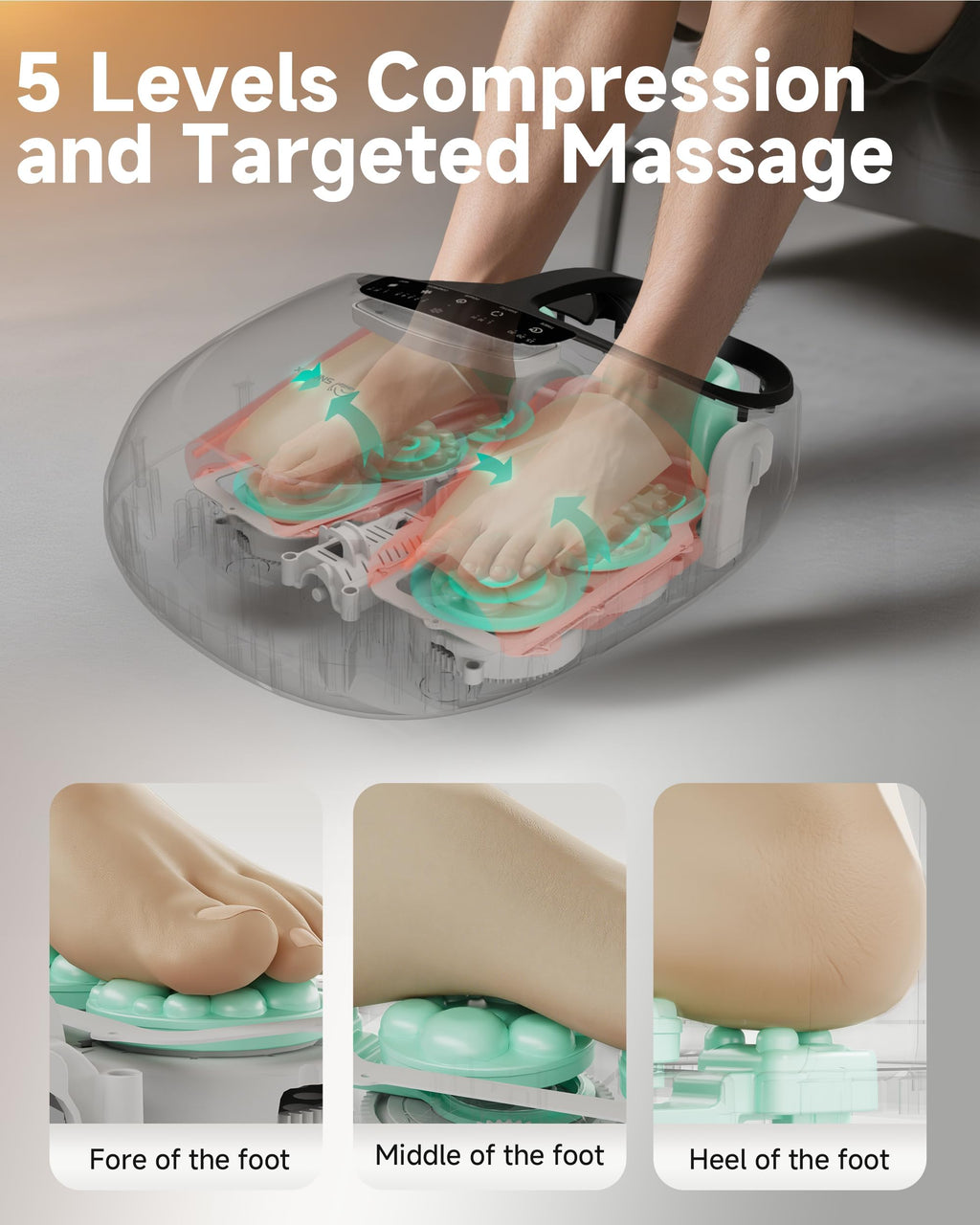 Snailax Shiatsu Foot Massager Plantar Fasciitis Neuropathy,Large Size Up 15 Feet Massage Machine with Heat,Kneading,Rolling,Scra