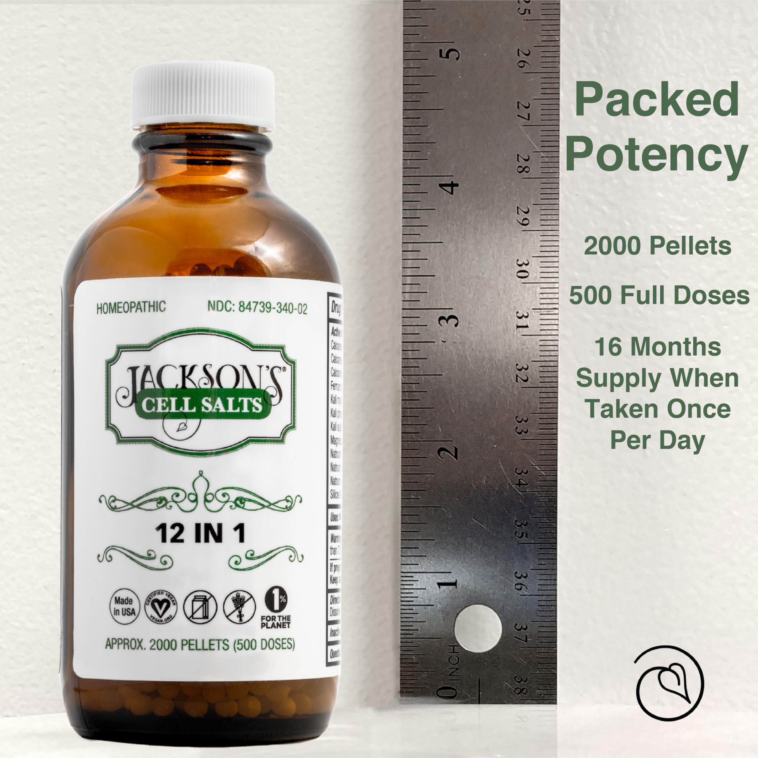 Jackson's 12-in-1 Cell Salt Combination - Certified Vegan, Lactose-Free All 12 Tissue Salts in 6X Potency - Made in The USA (200