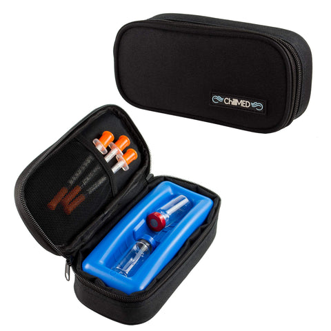 ChillMED Micro Cooler Bag - Diabetic Insulin Vial Carrying Case Travel Pack With Re-Freezable Ice Pack - Up to 12 Hours of Cool 