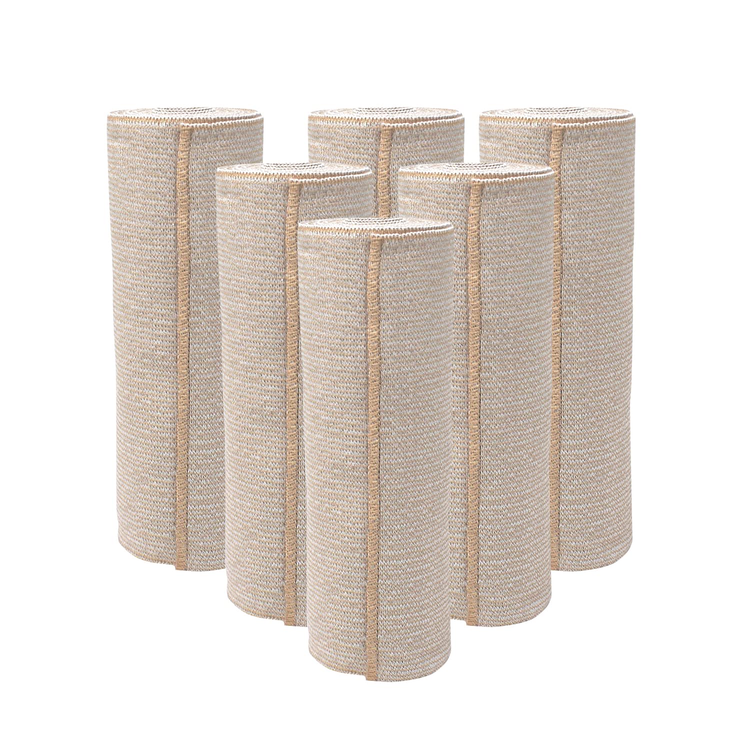 Nexskin 6 Letex Free Bandges - Comfort Elastic Bandage with Single Hook & Loop Closure - Beige, 6 Pack