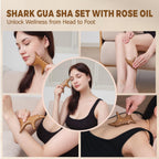 Aurift Body Gua Sha Tool Set with Rose Oil, Christmas Gifts for Adults Women, Wood Therapy Massage Tools for Body & Face, Lympha