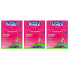 Benadryl Childrens Allergy Chewables with Diphenhydramine HCl, Antihistamine Chewable Tablets in Grape Flavor, Three Pack, 3 x 