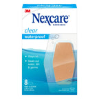 Nexcare Waterproof Bandages, Stays on in the Pool, Holds for 12 Hours, Clear Bandages for Knees and Elbows - 8 Pack Waterproof B