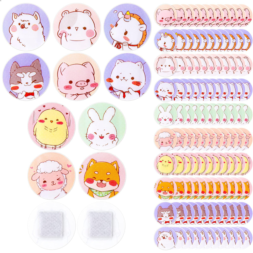 120Pcs Kids Bandages 10 Styles Cute Cartoon Bandaids Variety Pack,0.9In Round Vaccination Bandage Adhesive Dot Flexible Fabric K