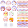 120Pcs Kids Bandages 10 Styles Cute Cartoon Bandaids Variety Pack,0.9In Round Vaccination Bandage Adhesive Dot Flexible Fabric K