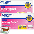 SCHMIDT EMPIRE Equate Dye-Free Allergy Relief 25 mg, 100ct Tablets (Pack of 2)