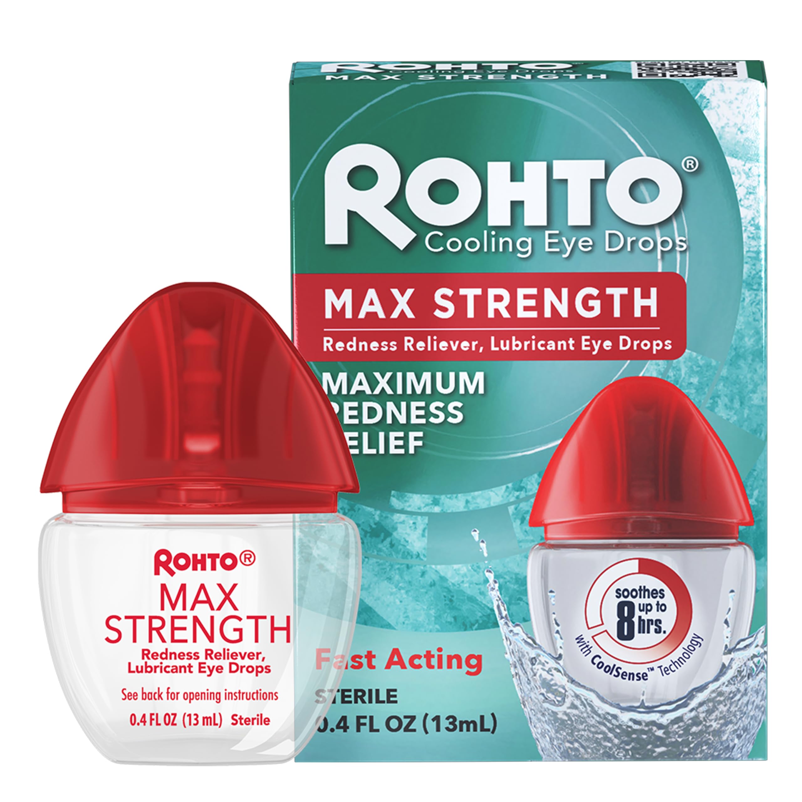 Rohto Max Strength Eye Drops - Lubricating and Cooling Relief for Redness and Dry Eyes