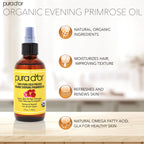 PURA DOR Organic Evening Primrose Oil (4oz) 100% Pure Cold Pressed w/Natural Essential Fatty Acids & Antioxidant Rich - Moistur