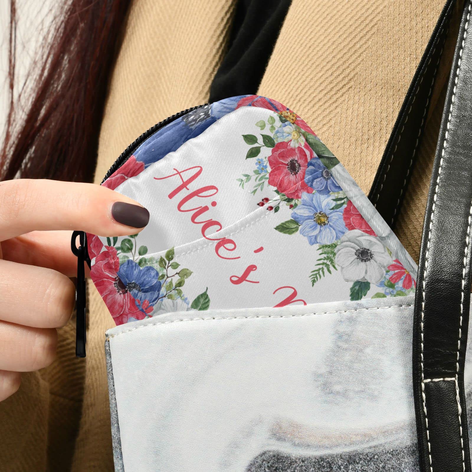 Custom Pill Box 7 Day Pill Case Bag Vintage Watercolor Flowers Personalized Name Travel Pill Organizer Bag with Zipper Portable