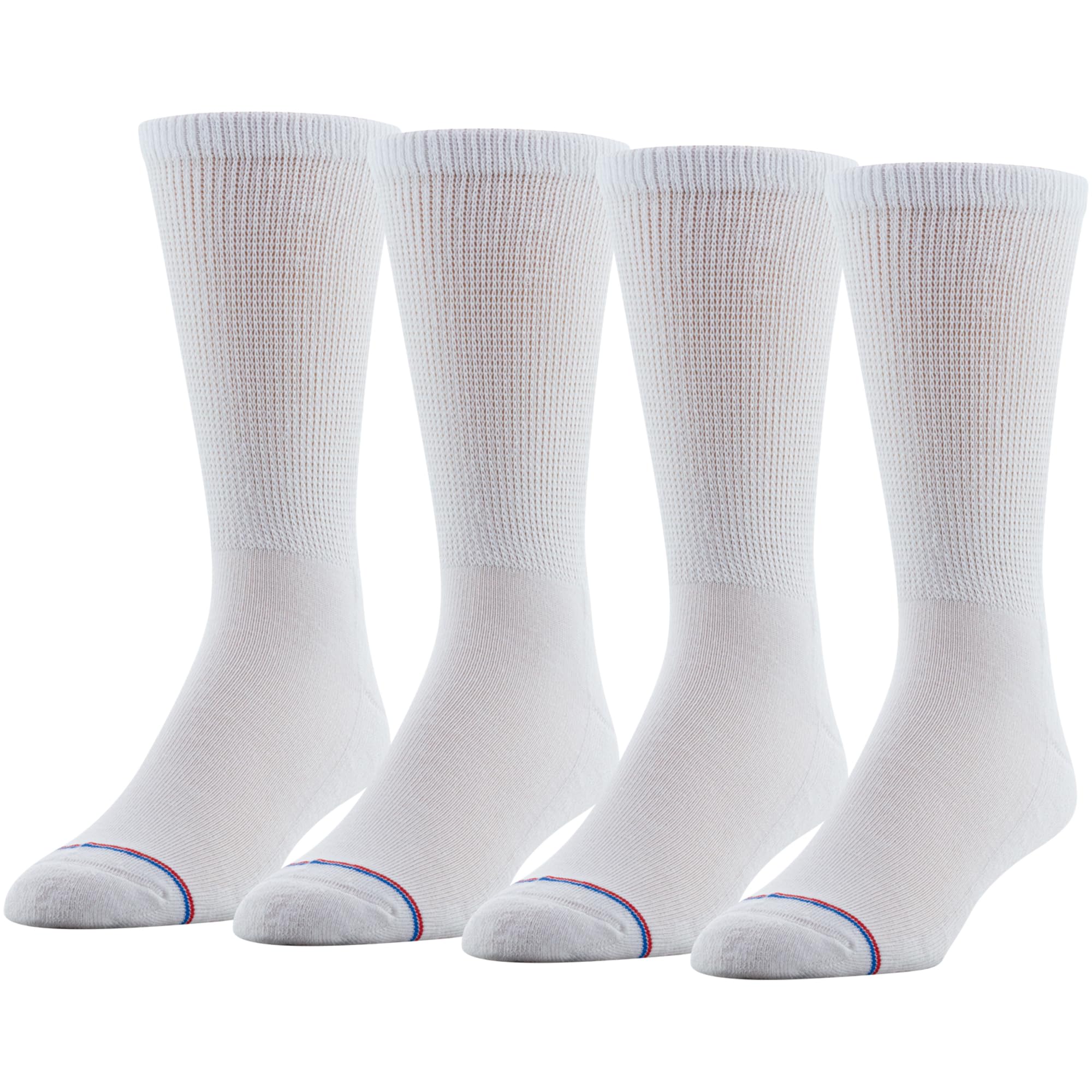 MediPeds womens Peds Crew With Non-binding Top Cushion 4 Pairs diabetic socks and shoe insoles, White, Men s 9-12 Women 10-13 US