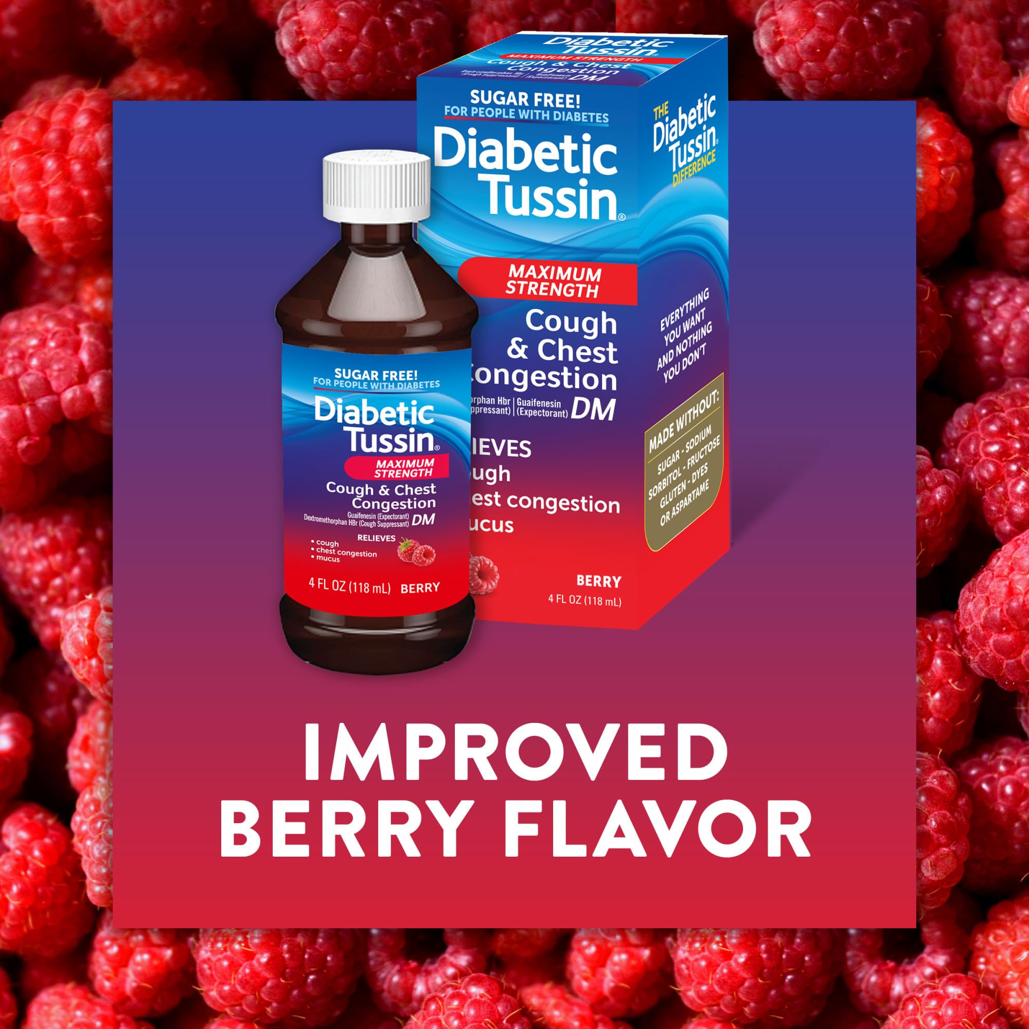 Diabetic Tussin DM Maximum Strength Cough Medicine with Chest Congestion Relief - 8 Fl oz - Liquid Cough Syrup, Safe for Diabeti