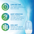 PureGuardian Ultrasonic Cool Mist Humidifier with Aromatherapy Tray, 70-Hour Run Time, 1-Gallon Tank Capacity, 320 Sq. Ft. Cover