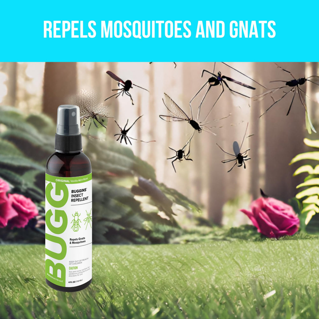 BUGGINS Original - Insect Repellent - Gnats & Mosquitoes, DEET Free, Non-Greasy - 4 oz Pump Spray Bottle