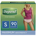 Depend FIT-FLEX Incontinence Underwear for Women, Disposable, Maximum Absorbency, S, 90 Ct