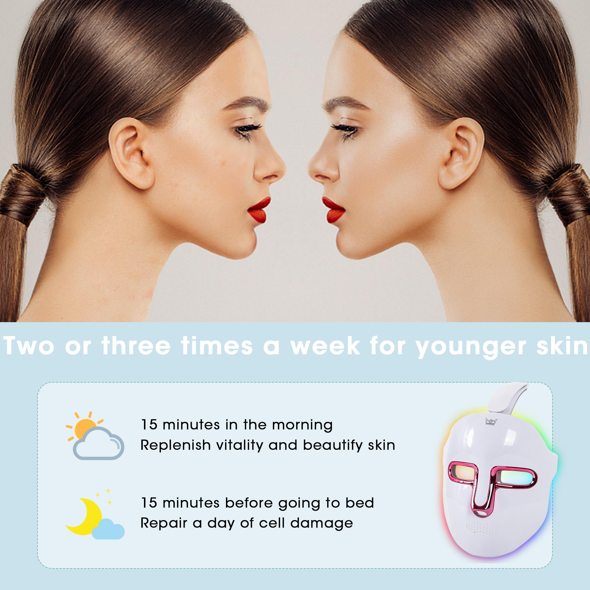 CarPerif LED Light Therapy Mask Red Blue Light Therapy for Face, Led Face Mask At Home