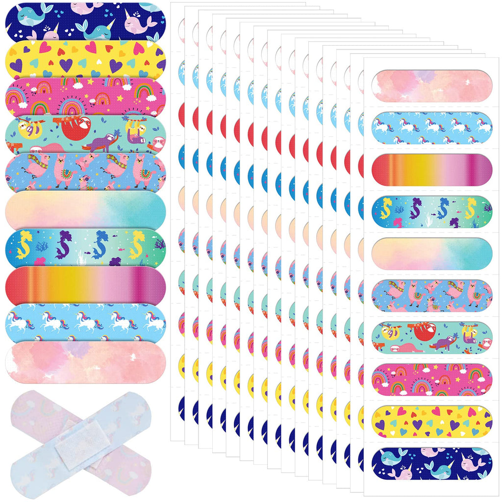 300 Pcs 10 Styles Kids Cartoon Bandages Adhesive Flexible Colorful Cute Bandages Waterproof Breathable Protect Scrapes and Cuts 