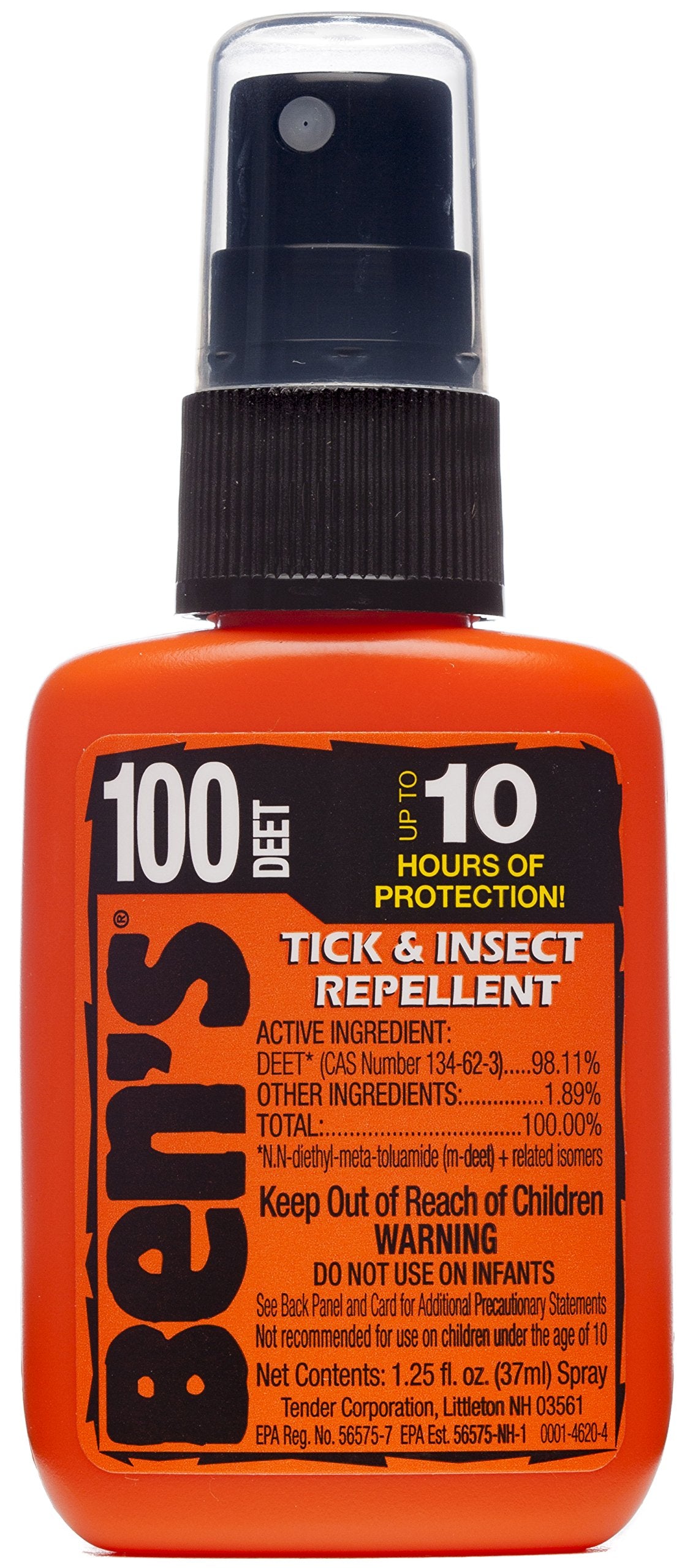 Bens 100% DEET Tick & Insect Repellent 1.25 oz. Pump Spray - 100 Percent DEET Bug Spray Travel Size Best Insect Repellent Last 1