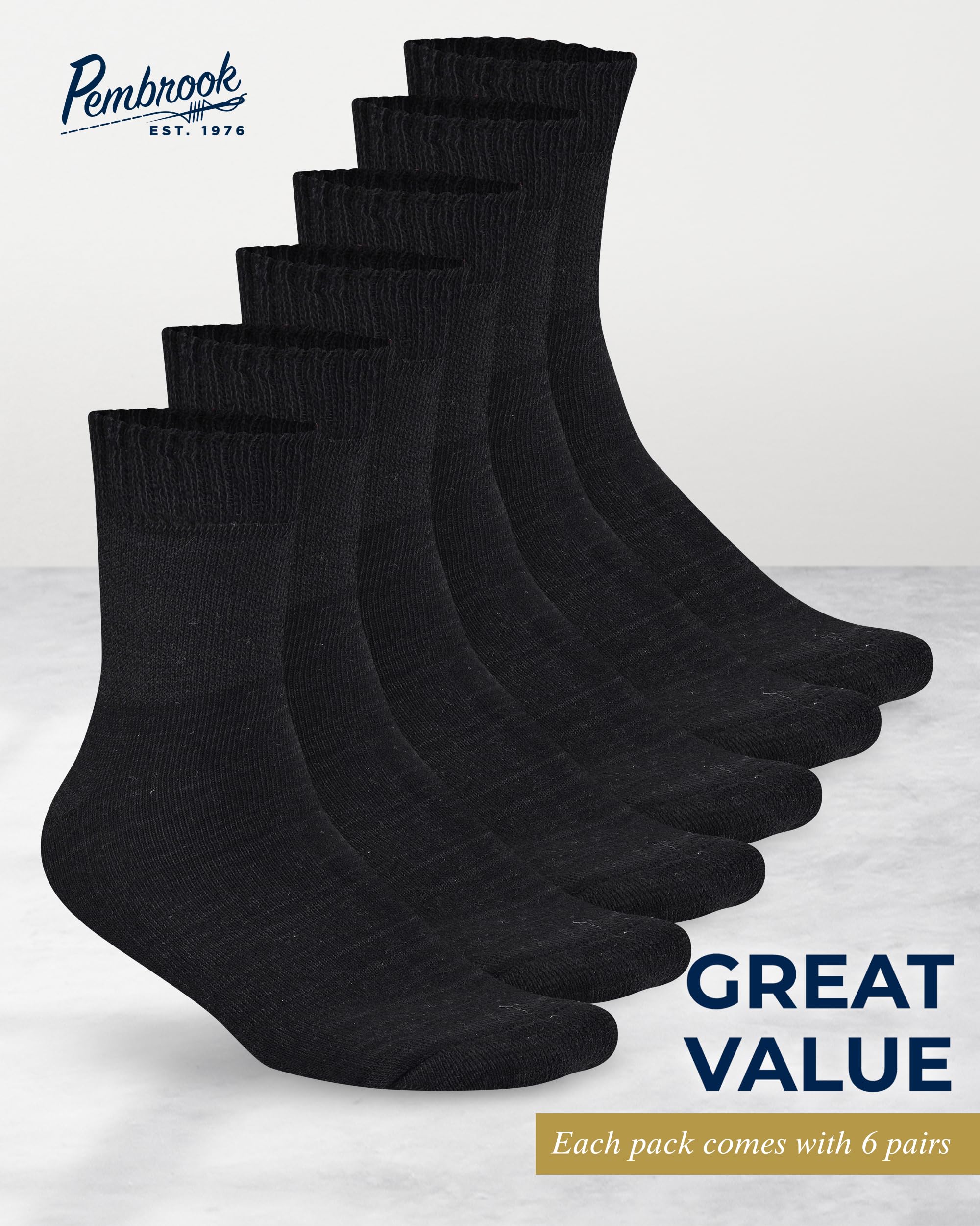 Pembrook Bamboo Viscose Diabetic Socks for Women & Men - 6 Pairs Ankle Socks for Swollen Feet | Neuropathy Socks | Ankle Neuropa