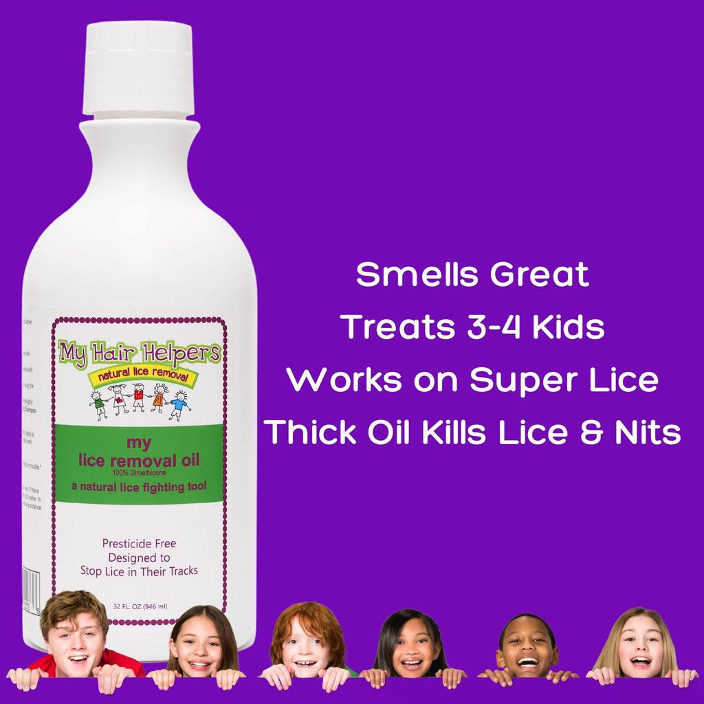 My Hair Helpers Dimethicone Oil for Head Lice | Kid-Safe | Addresses Louse and Nits, 32 fl Ounces | for 3-5 People