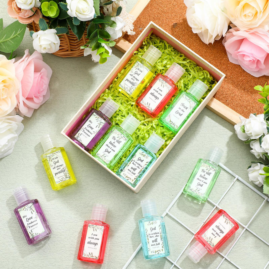 Gejoy 48 Pack Eucalyptus Leaf Christian Hand Sanitizer Bulk Bible Verse Mini Hand Sanitizer Travel Size Religious Gift Christian