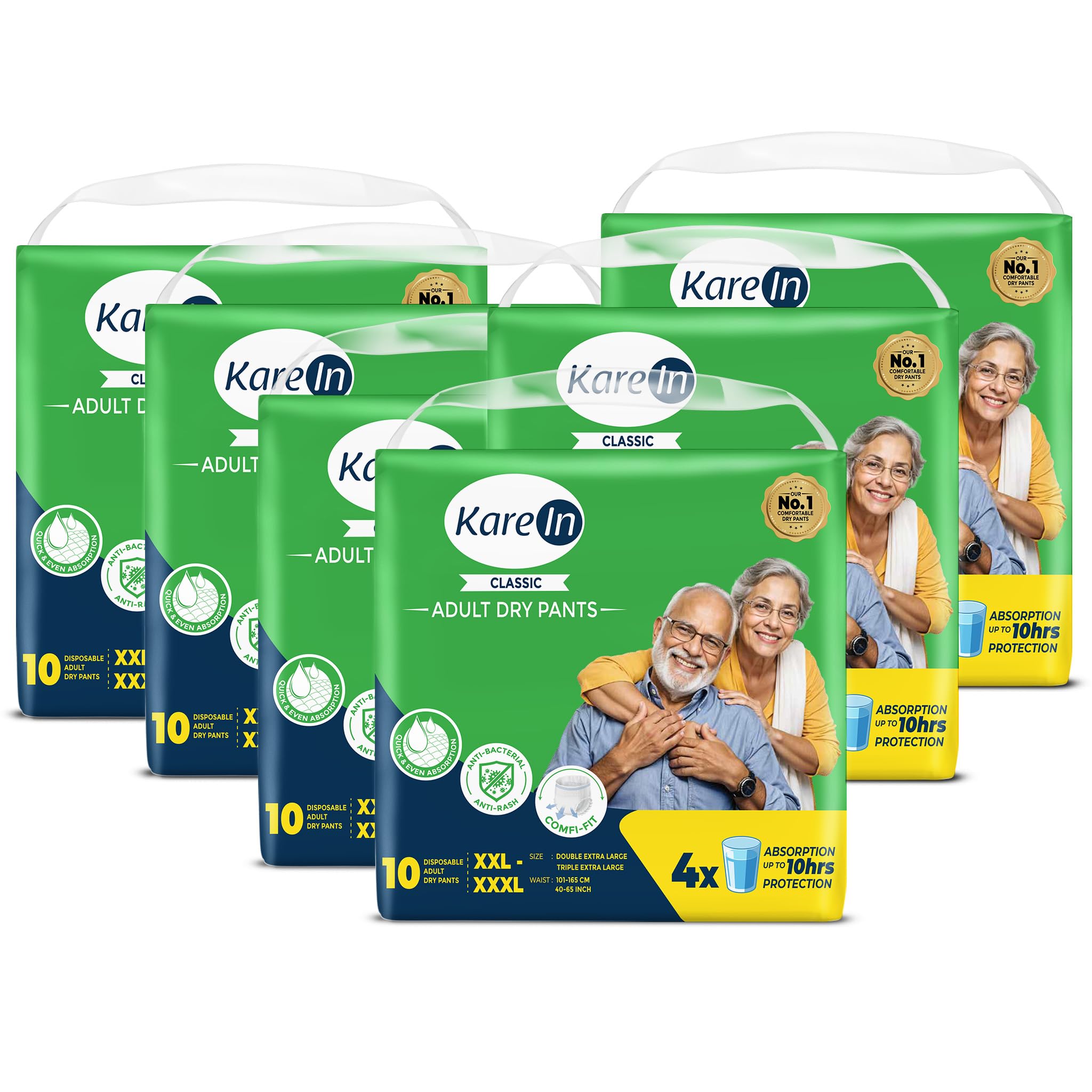 Karein Classic Adult Diaper Pant XxlXxxl Size, Waist (101165 Cm 4065), 60 Unit, Long Protection Hour, Unisex, Quick & Even A