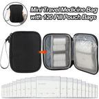 Medicine Organizer Bag, Dual Layers Pill Bottle Organizer Storage Bag with Adjustable Divide, Medication Travel Bag for Pills, V