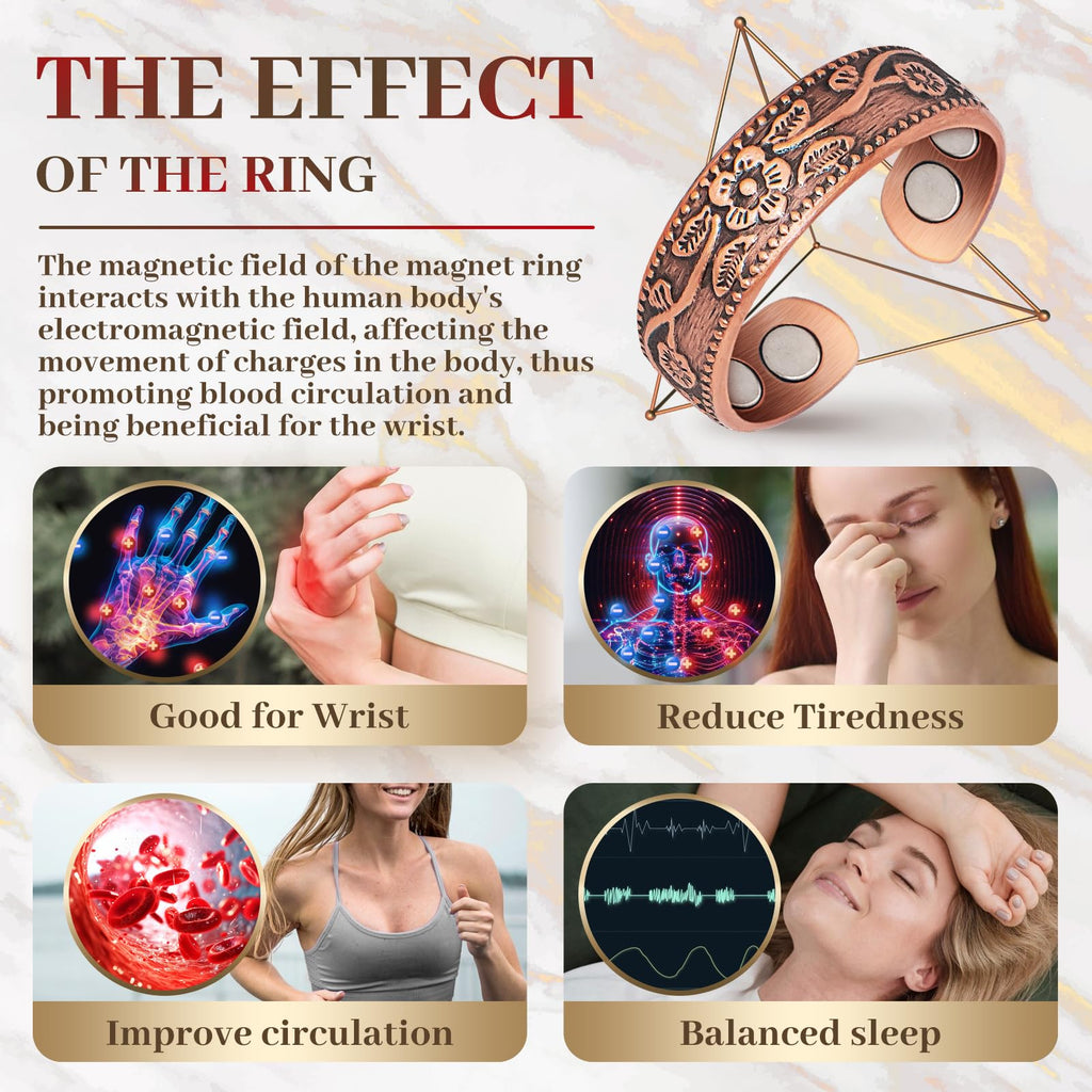 Copper Rings for Women,99.99% Pure Copper Magnetic Rings with 3500 Gauss Magnets,Copper Jewelry for Women(Set of 2)
