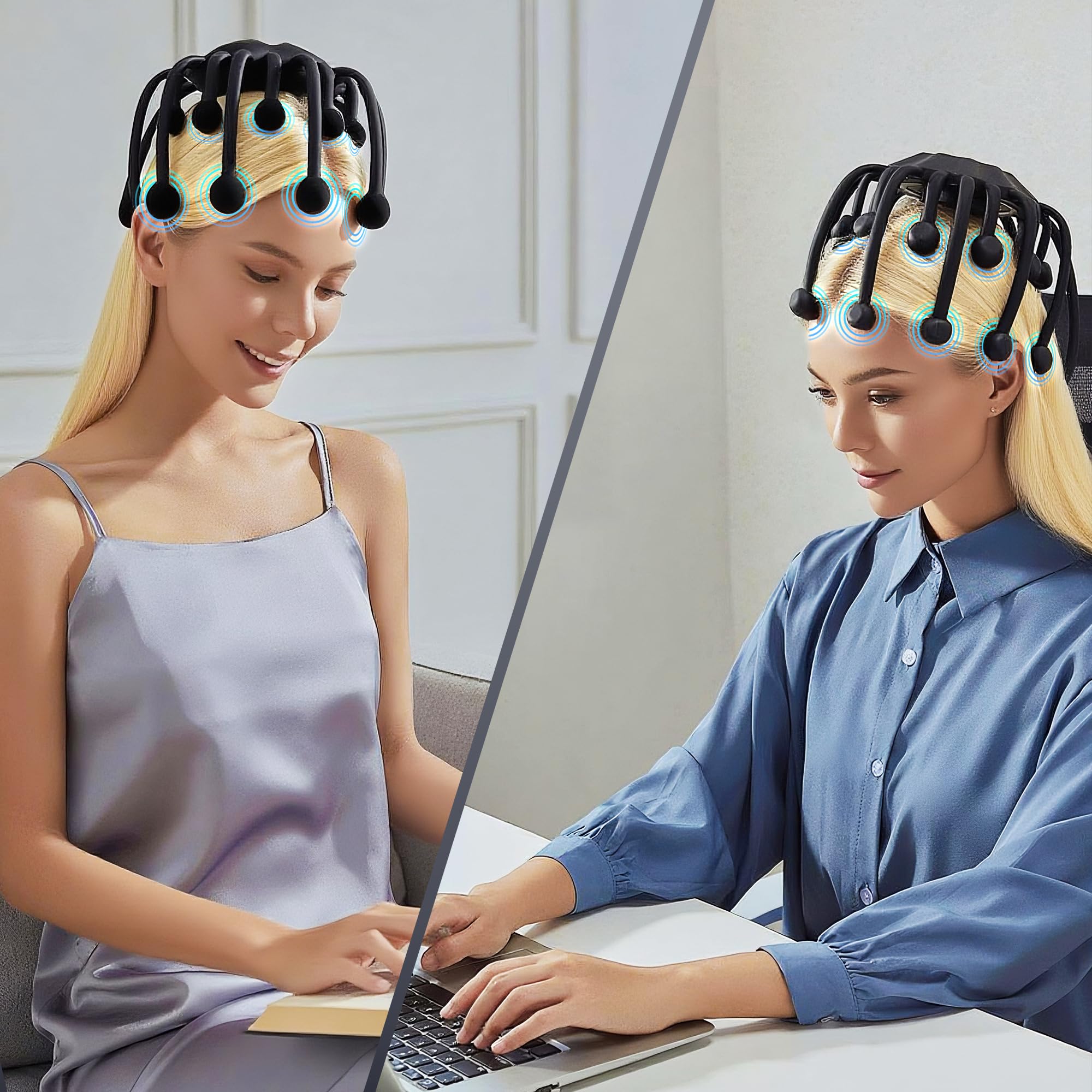 MEDAMOC Electric Scalp Massager, 360 Octopus Head Massager Automatic 5 Modes Scalp Stress Relax Device