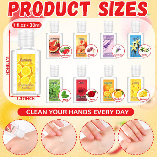 Frienda 24 Pcs Mini Hand Sanitizer Bulk Scented Hand Sanitizer Travel Size 1 Fl oz Peach Lavender Vanilla Assorted Scents Saniti