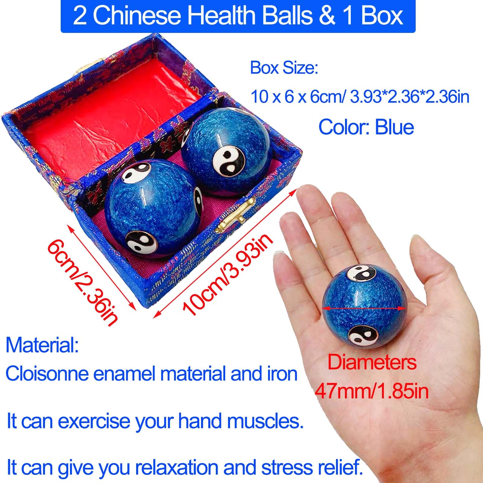 Generic 1.85 Cloisonne Health Hand Balls Yin-Yang Chinese Meditation Baoding Feng Shui Healthy Exercise Stress Balls with Gift